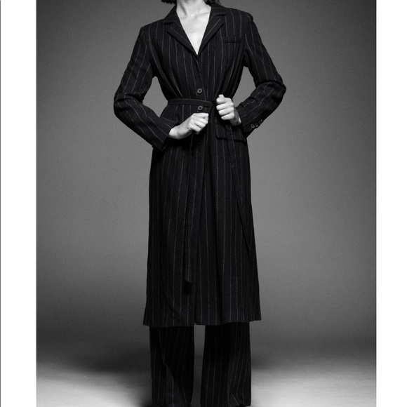 Zara Jackets & Blazers - Limited edition navy wool pinstripe coat